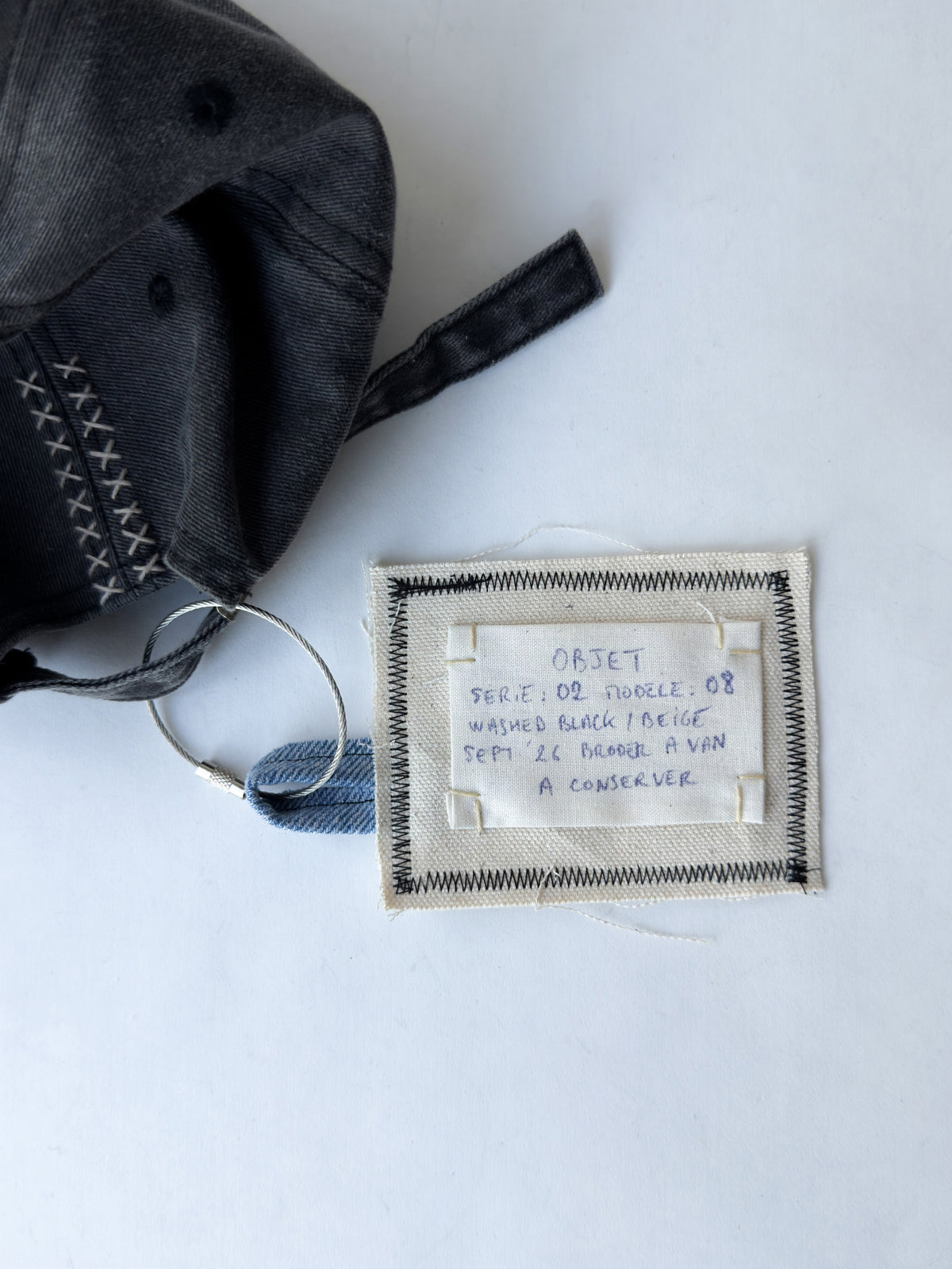 02-08 "La Casquette" Washed Black - O Letter Denim